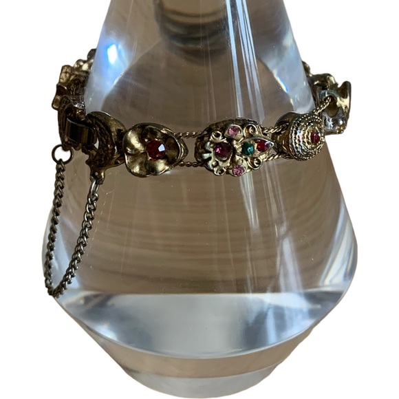 Vintage Victorian Revival Slide Charm Faux Pearl & Crystal Woman’s Bracelet - Picture 1 of 13